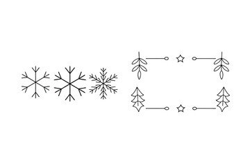 Snowflakes and festive borders star christmas tree