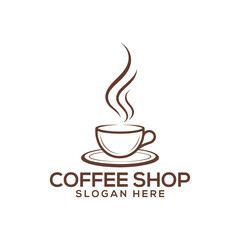 coffee shop silhouette logo vector line art logo design