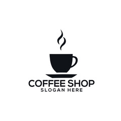 coffee shop silhouette logo vector line art logo design
