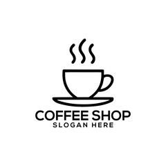 coffee shop silhouette logo vector line art logo design