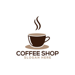 coffee shop silhouette logo vector line art logo design