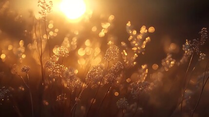 Golden Hour Meadow Wildflowers Sunlit Landscape