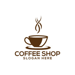 coffee shop silhouette logo vector line art logo design