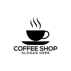 coffee shop silhouette logo vector line art logo design
