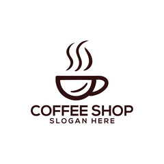 coffee shop silhouette logo vector line art logo design