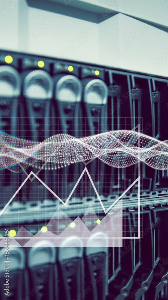 Poster animation of data processing over computer server