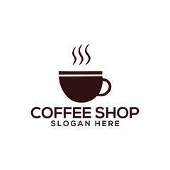 coffee shop silhouette logo vector line art logo design