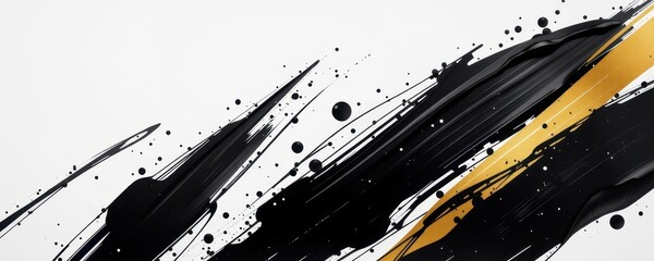 Dynamic Black and Gold Abstract Paint Splash Art Background