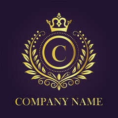 Letter luxury gold logo concept