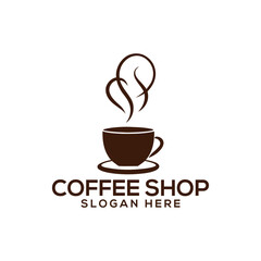 coffee shop silhouette logo vector line art logo design