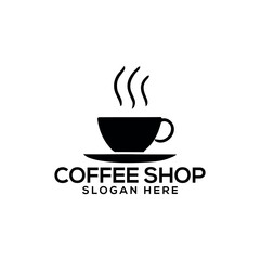 coffee shop silhouette logo vector line art logo design