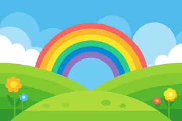 Obraz premium A Breathtaking And Colorful Cartoon Landscape With A Field Of Flowers And A Path