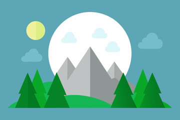 A Modern Cartoon Landscape Illustration With Green And Orange Tones For A Fun Vibe