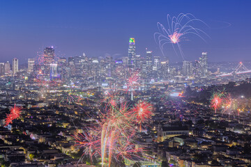 San Francisco Skyline with July 4th Fireworks