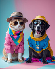 Fashionable Animal in Studio Wearing Stylish Accessories
