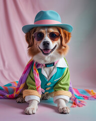 Fashionable Animal in Studio Wearing Stylish Accessories