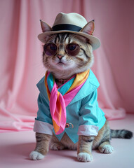 Fashionable Animal in Studio Wearing Stylish Accessories