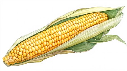 fresh corn on the cob with green leaves, natural agriculture and healthy food concept