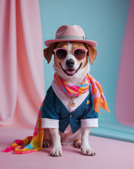 Fashionable Animal in Studio Wearing Stylish Accessories