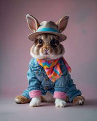 Fashionable Animal in Studio Wearing Stylish Accessories
