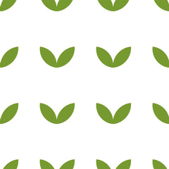 Seamless green leaf pattern on a white background.