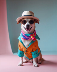 Fashionable Animal in Studio Wearing Stylish Accessories