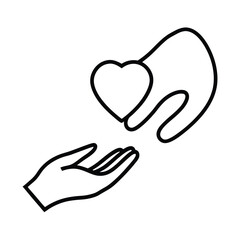 Giving Heart to Hand Love and Care Vector Concept