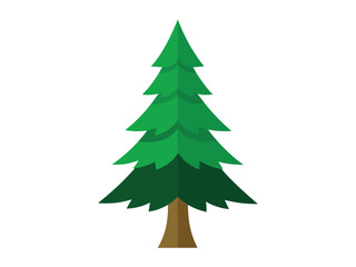 Obraz premium Flat Vector Illustration of Green Pine Tree Icon