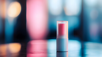 un fondo con efecto bokeh iluminado con un balsamo en forma de labial hidratante o maquillaje en barra para el cuidado personal femenino productos de belleza cosmeticos 