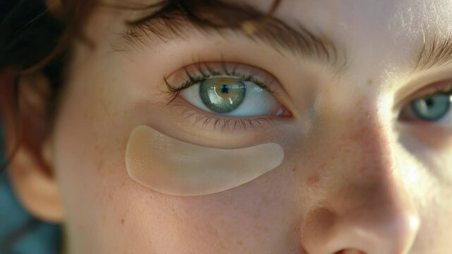 A close-up shot of a woman's eye with a patch covering her gaze