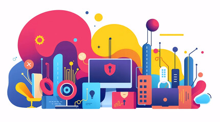 abstract digital city with shield icon representing data protection concept