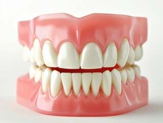 Obraz premium Denture model dental teeth prosthetic pink gums white teeth