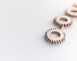 ESG, Environment and Investment Close-up of metallic gears with a soft background focus.