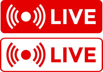 Live streaming red icon set. online stream icons. social media channel. broadcasting buttons

