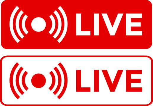 Live streaming red icon set. online stream icons. social media channel. broadcasting buttons
