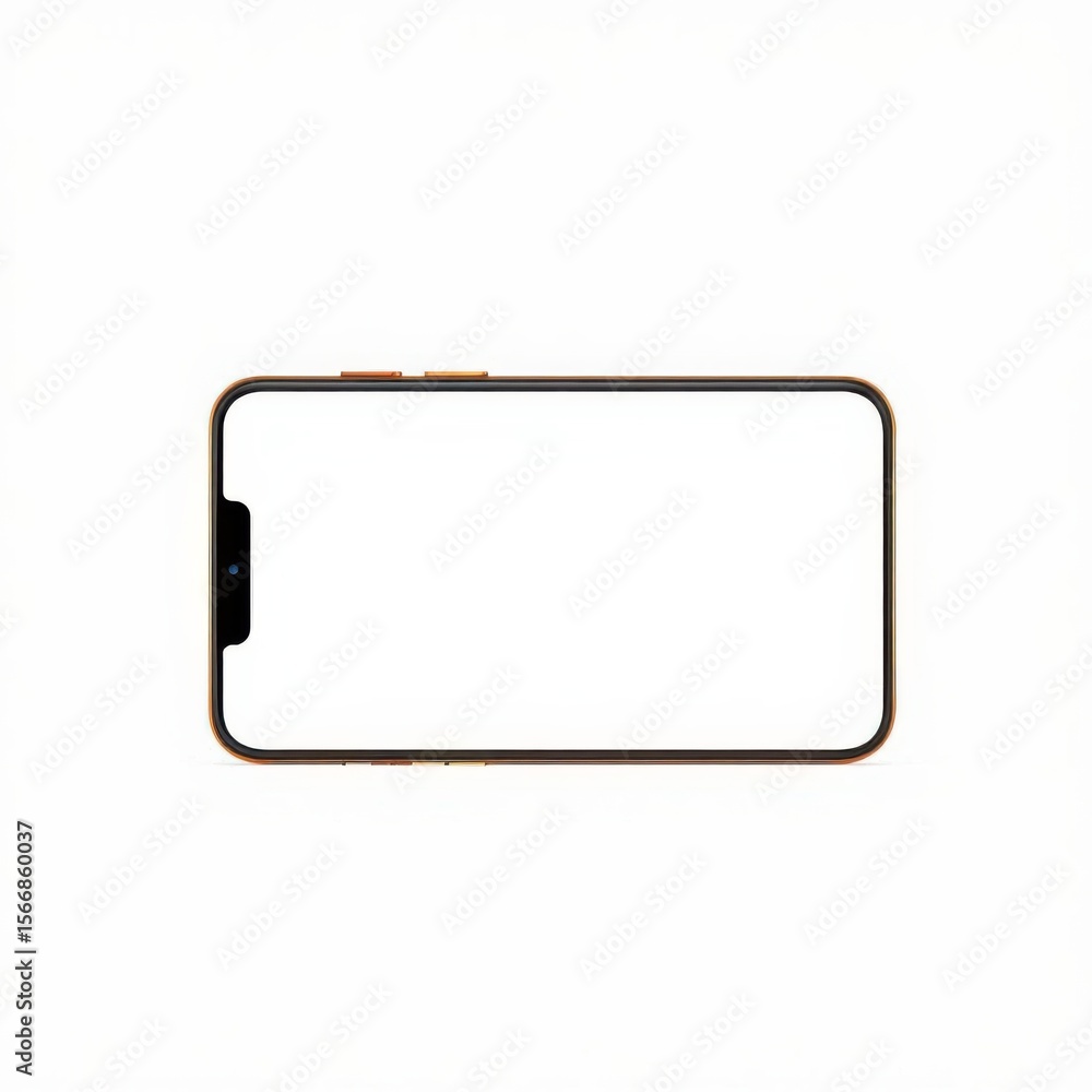 Poster sleek mobile device with blank screen display for mockup template or placeholder on clean background