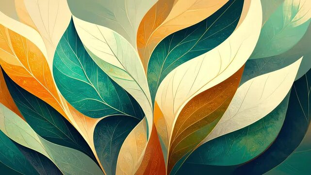 Colorful leaves in abstract design
