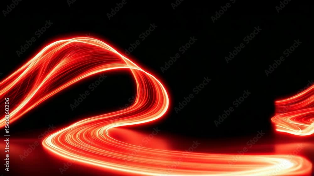 Poster abstract light trails dynamic movement and flow in vibrant red themed digital art