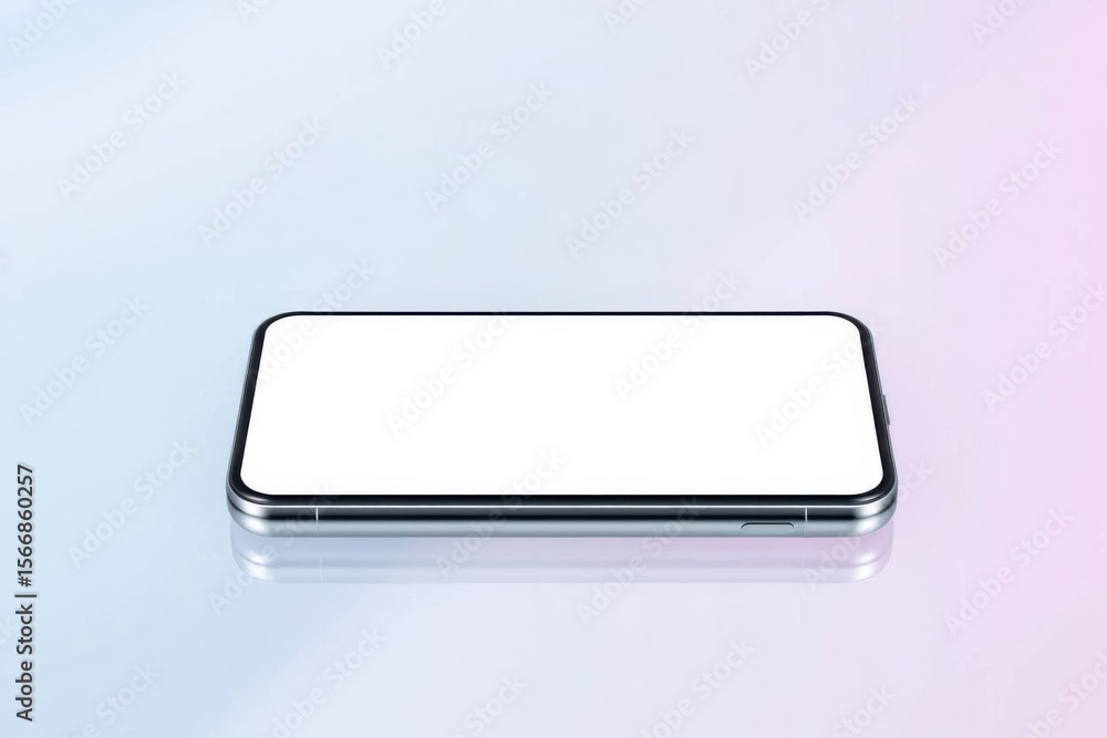 Poster sleek smartphone with blank white screen for a variety of apps or content. modern tech mobile device
