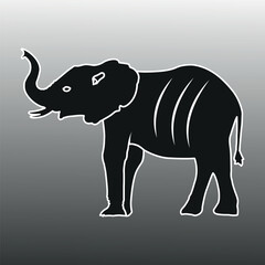 Cute cartoon vector illustration of a big gray elephant in a fun wildlife design