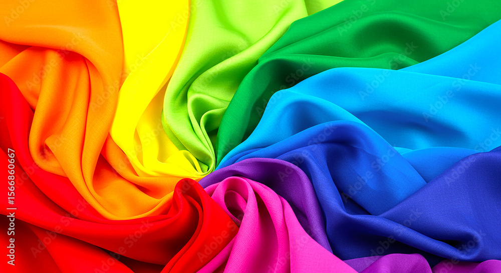 Poster a vibrant swirl of rainbow colored fabric creating a mesmerizing and colorful abstract background de