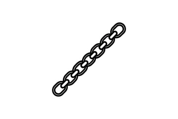 Simple Black Chain Illustration on White Background in Silhouette