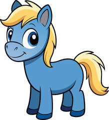Cute Cartoon Horse and Pony Character – Farm Animal Vector Illustration