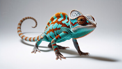 Studio Shot of a Chameleon Isolated on White Background