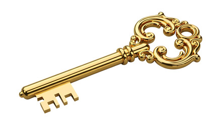 Ornate gold key on black background