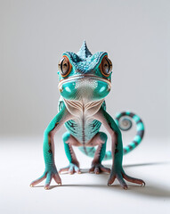 Studio Shot of a Chameleon Isolated on White Background