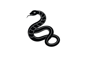 Stylized Snake Illustration with Tongue Out in Silhouette