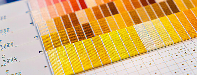 Palette of thread colors. Threads for embroidery knitting
