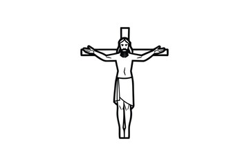 Jesus Christ on the Cross Outline Silhouette