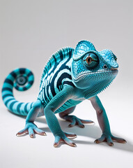 Studio Shot of a Chameleon Isolated on White Background